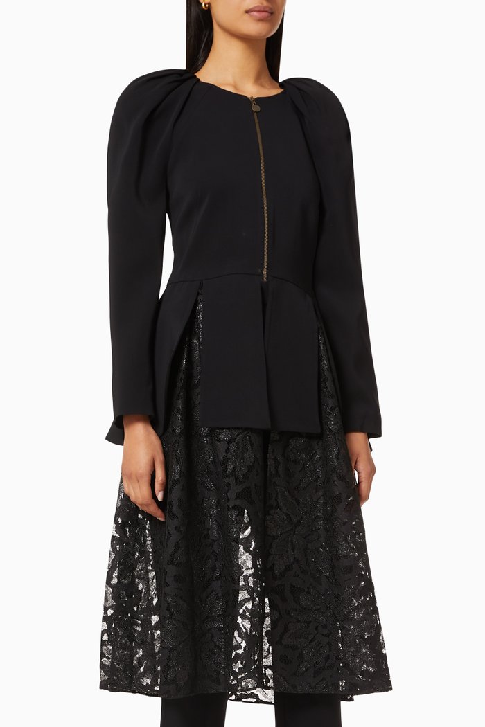 Lace Peplum Jacket, Black