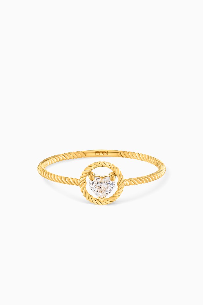 

Solitaire Diamond Heart Rope Band in 18kt Yellow Gold
