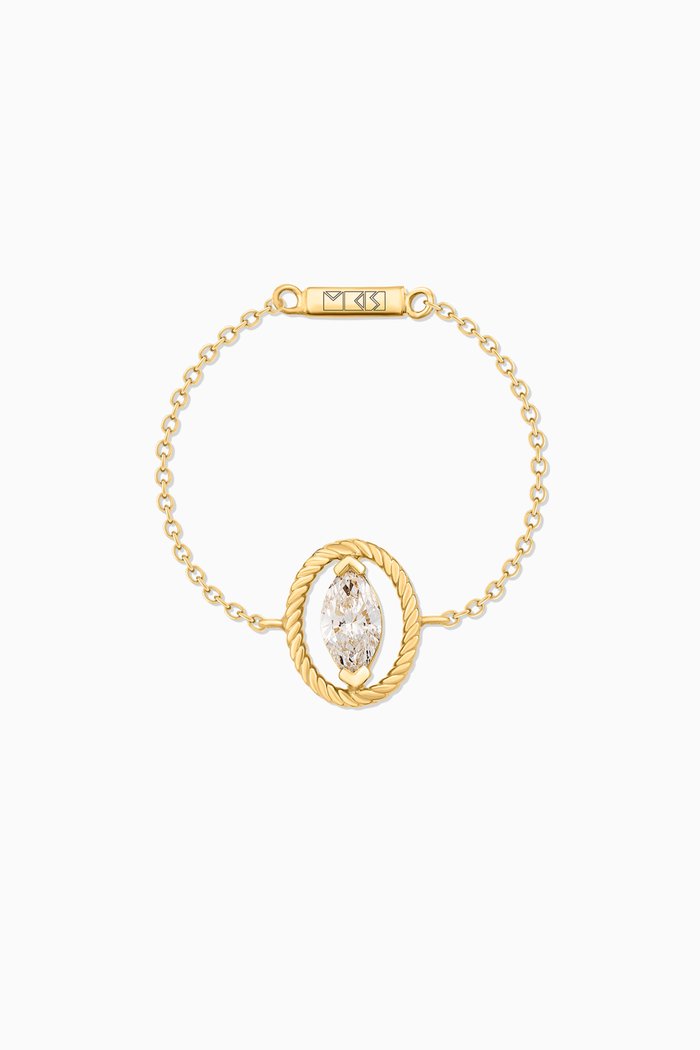 

Solitaire Diamond Marquise Chain Ring in 18kt Yellow Gold