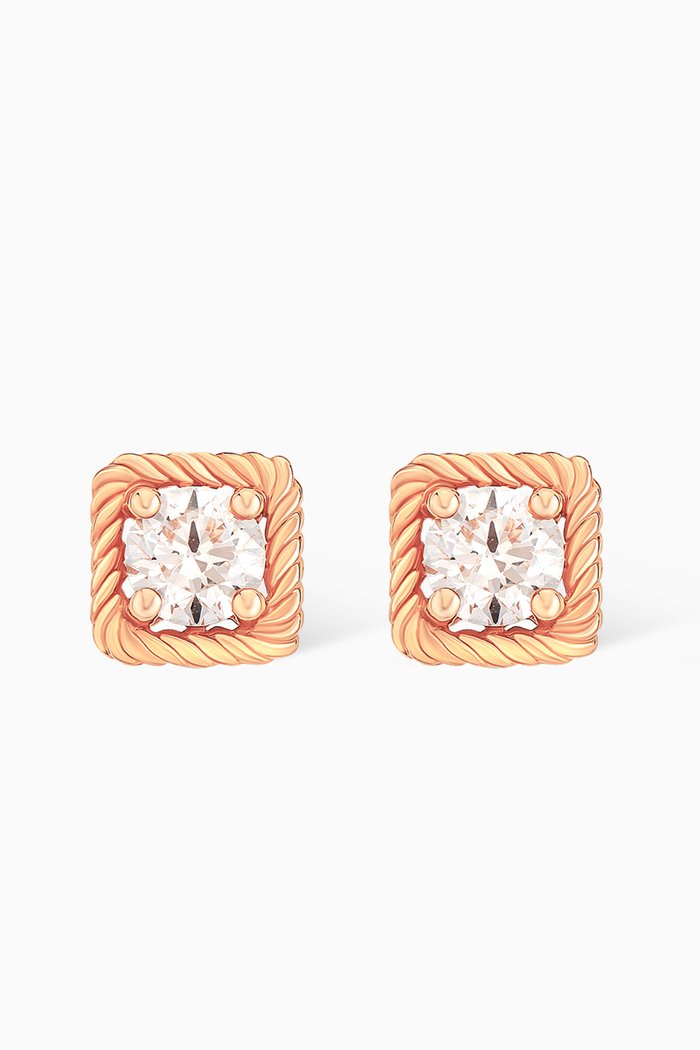 Solitaire Diamond Round Earrings in 18kt Yellow Gold