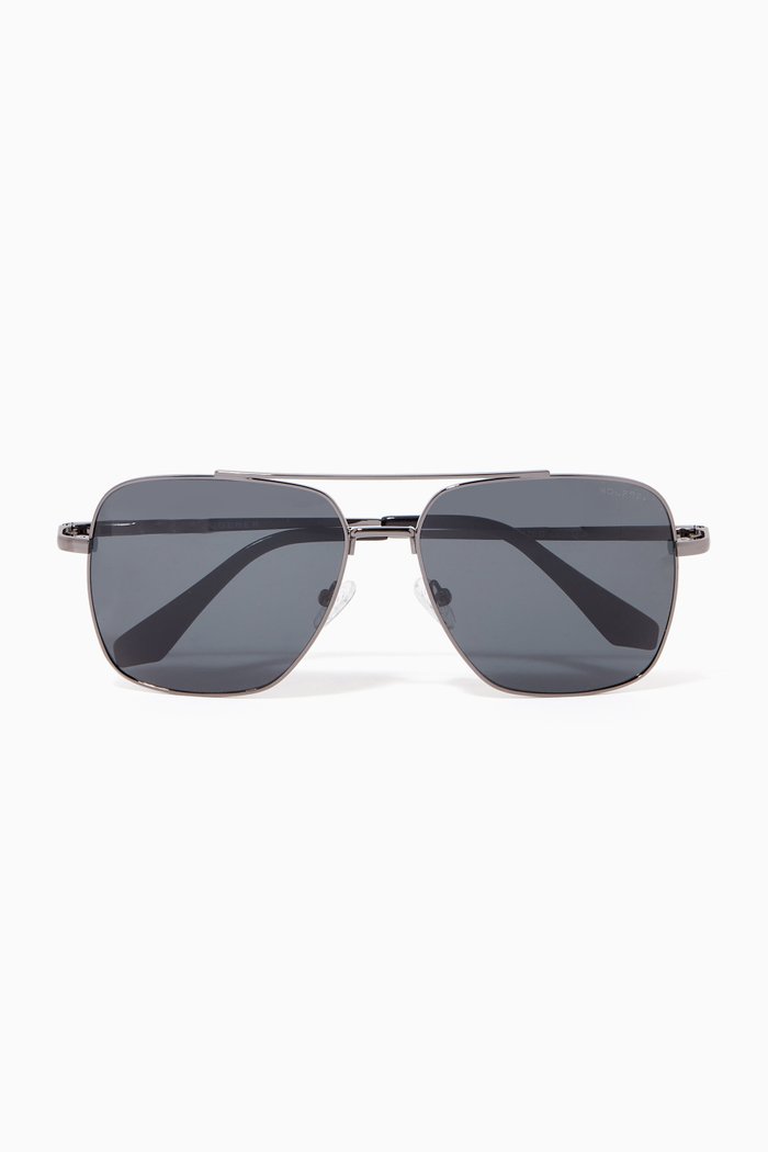 

Harry Aviator Sunglasses in Stainless Steel, Black