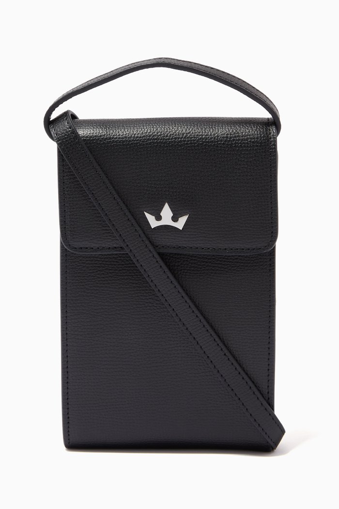

Mini Award Messenger Bag in Leather, Black