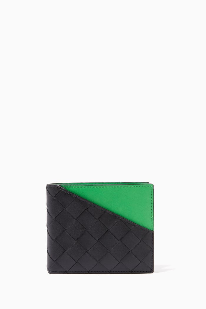 

Bi-fold Wallet in Intrecciato Calfskin, Black