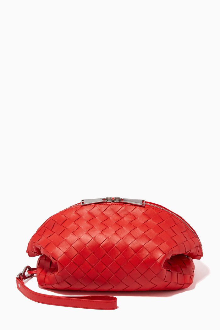 

Coin Case in Intrecciato Calfskin, Red