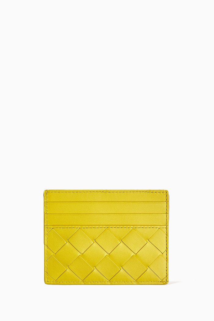 

Card Case in Intrecciato Calfskin, Yellow