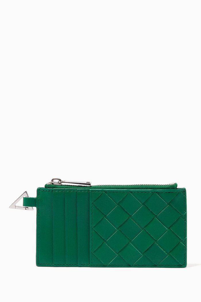 

Coin Purse in Intrecciato Calfskin, Green