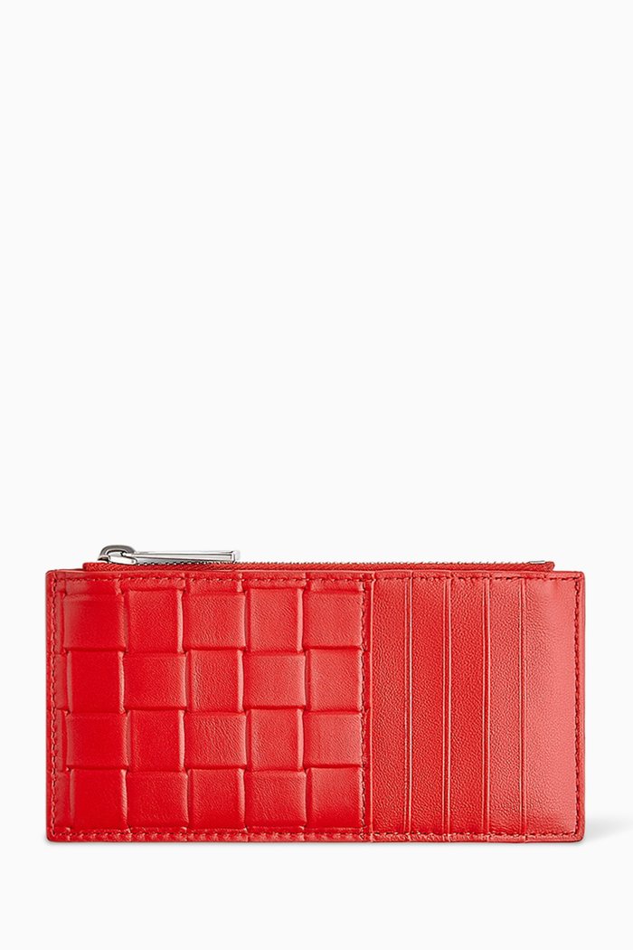 

Card Case in Grid Calfskin, Red