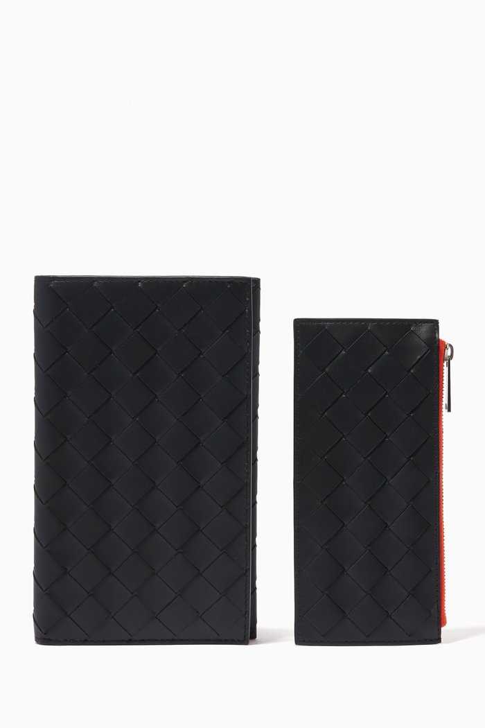 

Continental Wallet in Intrecciato Calfskin, Black