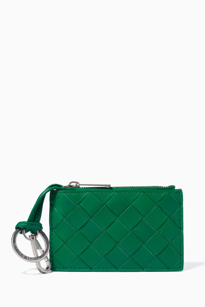 

Key Case in Intrecciato Calfskin, Green