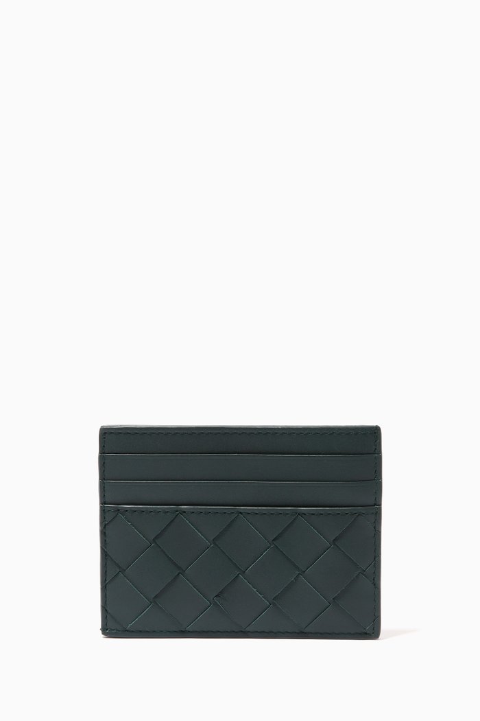 

Card Case in Intrecciato Calfskin, Green