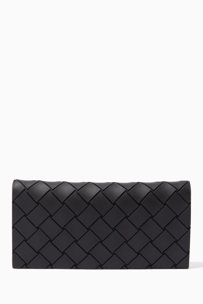 

Continental Wallet in Intrecciato Rubber, Black