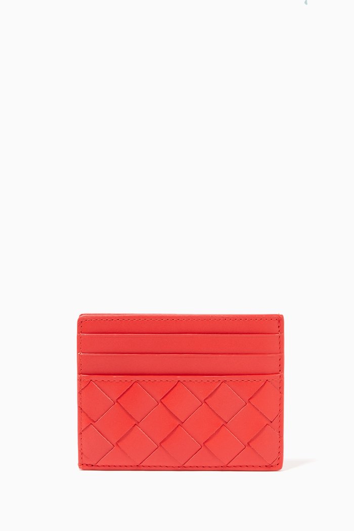 

Card Case in Intrecciato Calfskin, Red