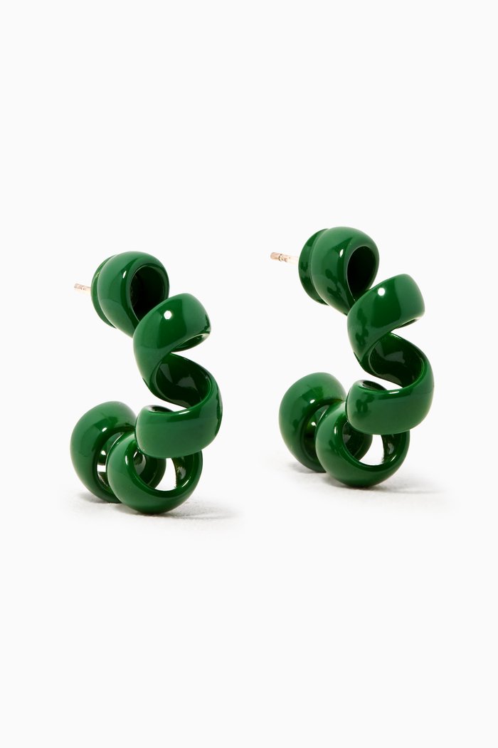 

Coiled Hoop Earrings in Enamelled Sterling Silver, Green