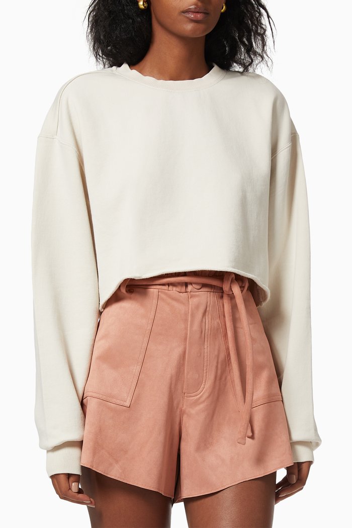 

Cropped & Cool Sweatshirt in Cotton, Neutral