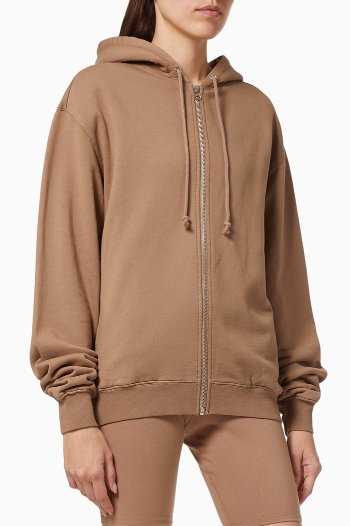 

Boyfriend Zip Hoodie in Cotton, Brown