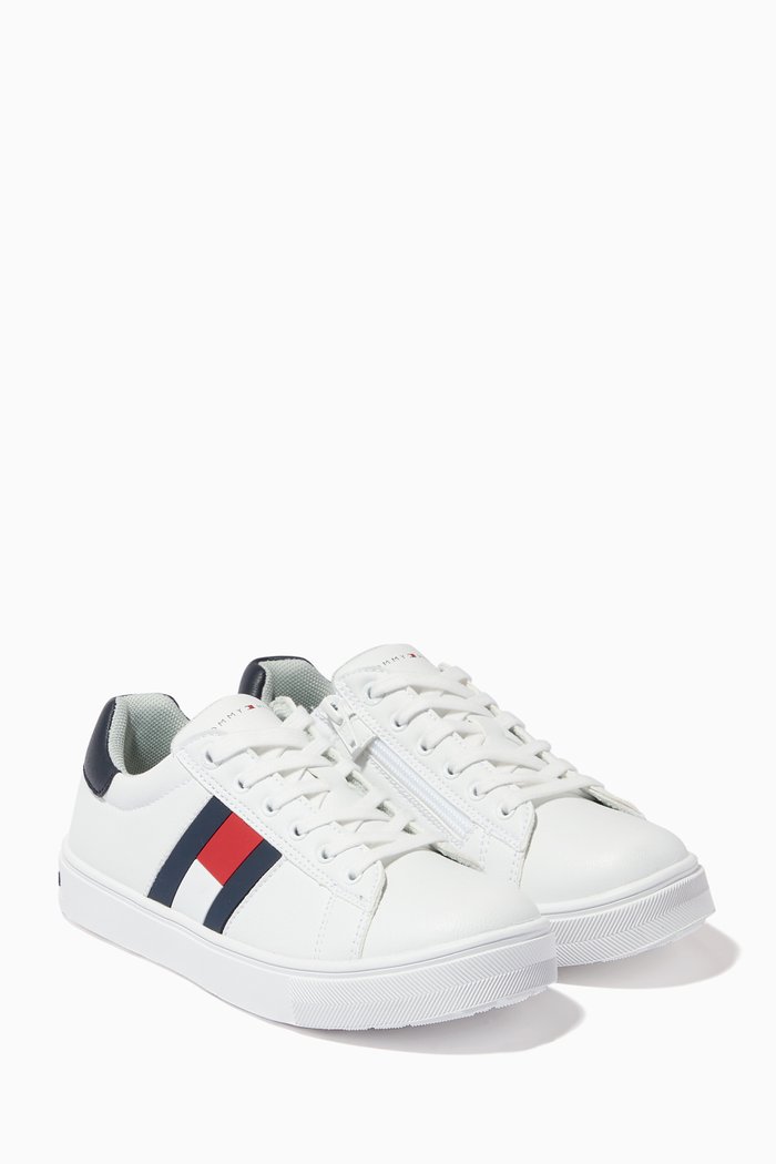 

Logo Flag Sneakers in Leather, White