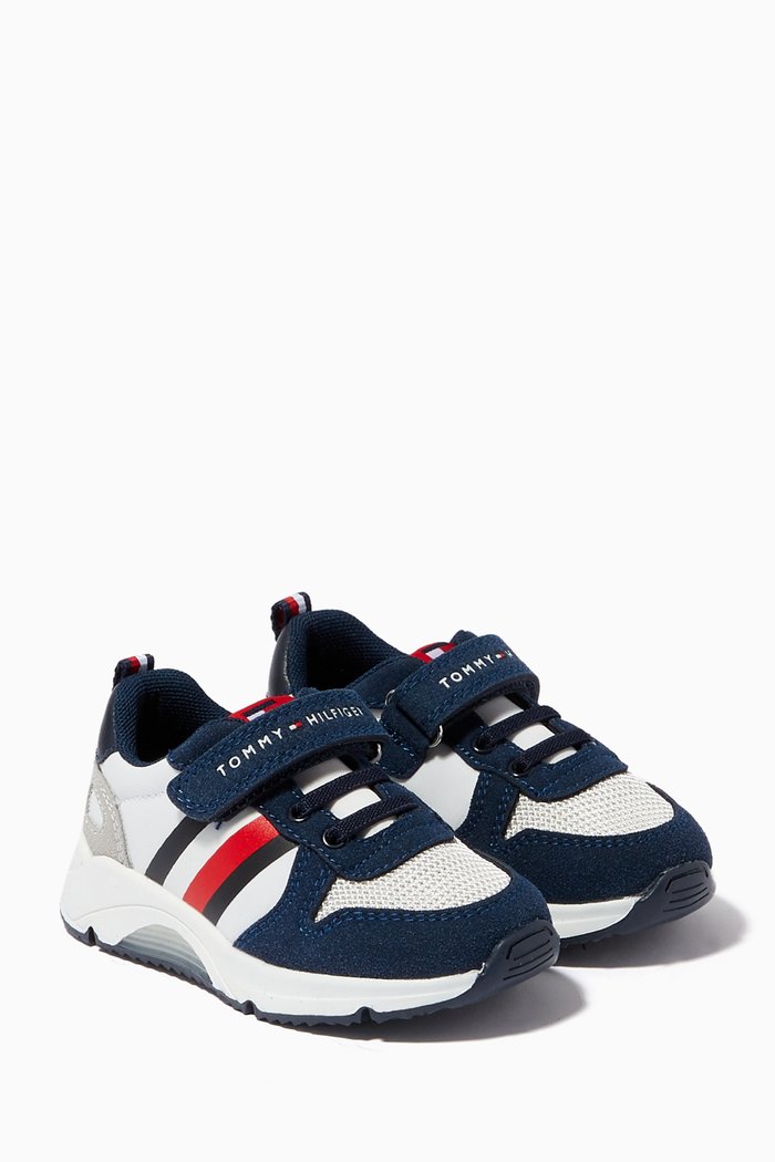 

Logo Velcro Sneakers in Faux Leather, Blue