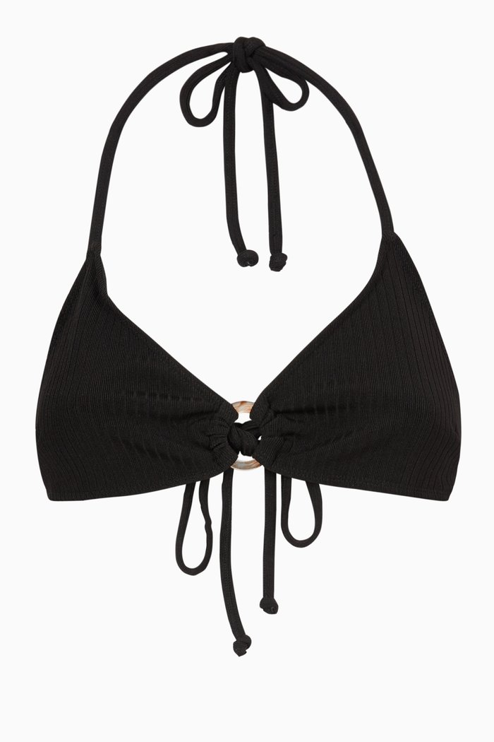 

Mian Bikini Top in Ribbed Fabric, Black