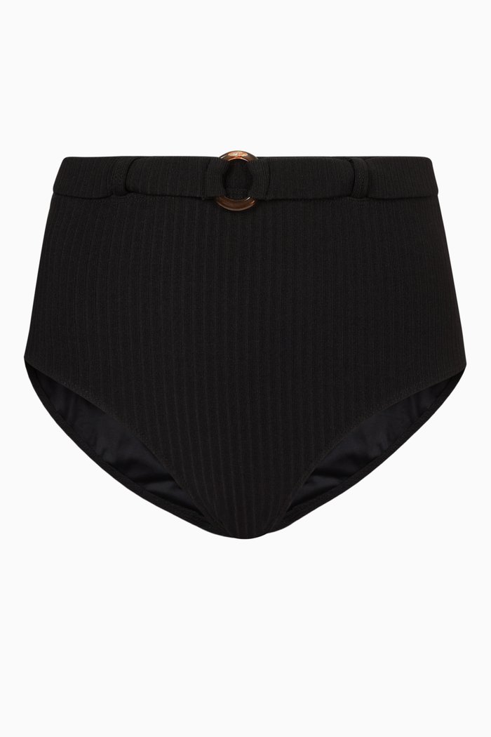 

Ravyn Bikini Bottoms in Ribbed Fabric, Black