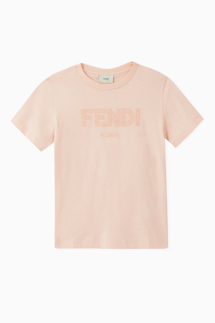 Embroidered Logo T-shirt in Cotton, Pink