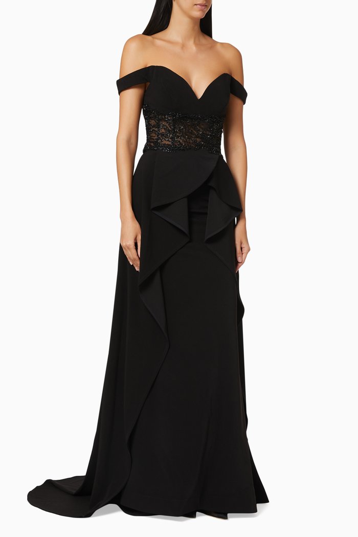 

Sequin Peplum Dress, Black