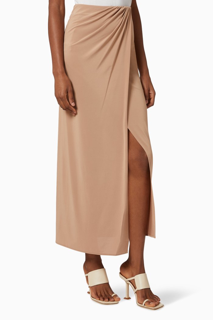 

Gabrielle Wrap Effect Maxi Skirt, Neutral