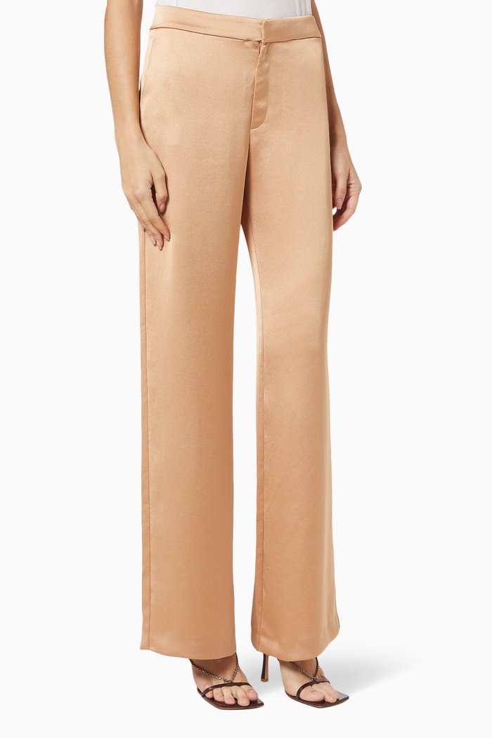 

Gigi Wide Pants in Satin, Neutral