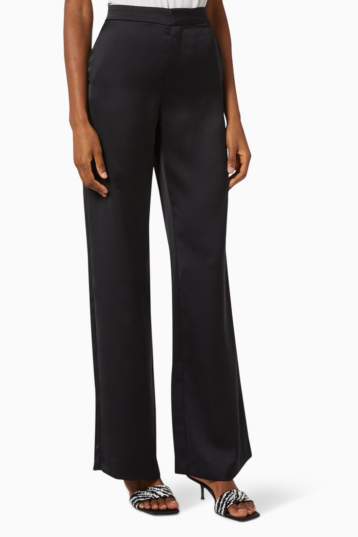 

Gigi Wide Pants in Satin, Black