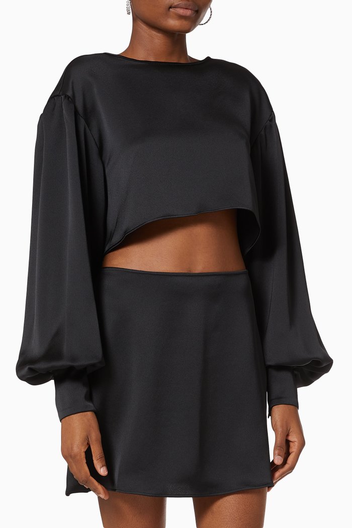 

Gwyneth Crop Top in Satin, Black