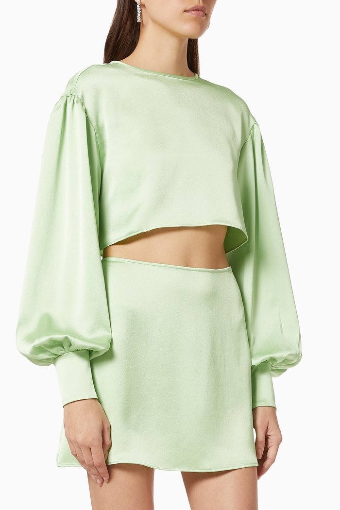 

Gwyneth Crop Top in Satin, Green