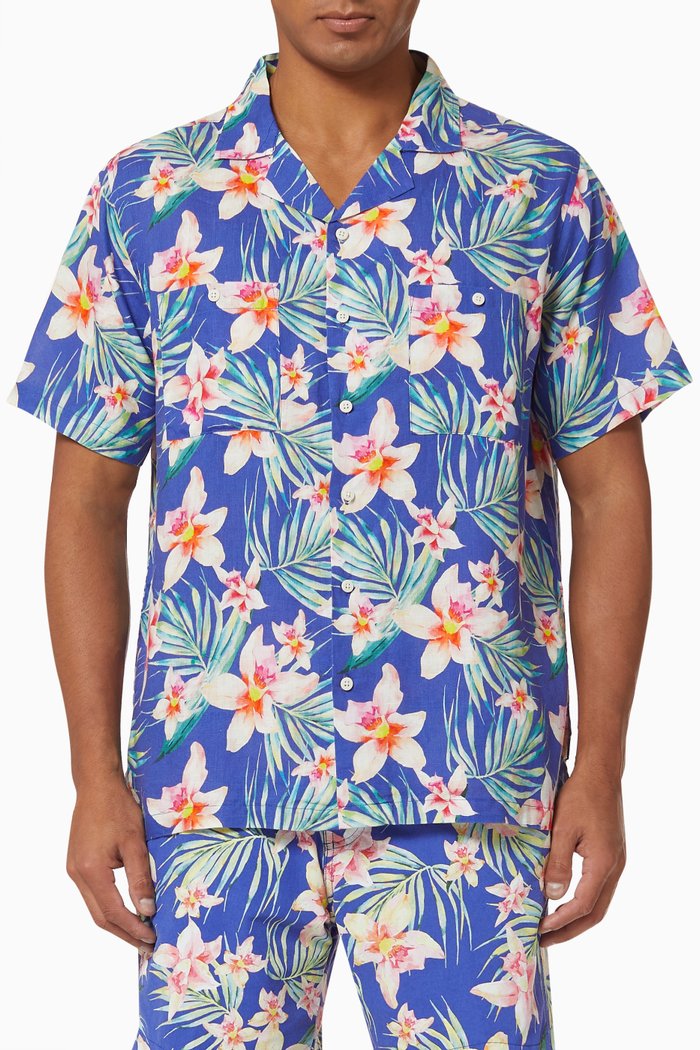

Vacation Liberty Floral Camp Shirt in Viscose, Blue