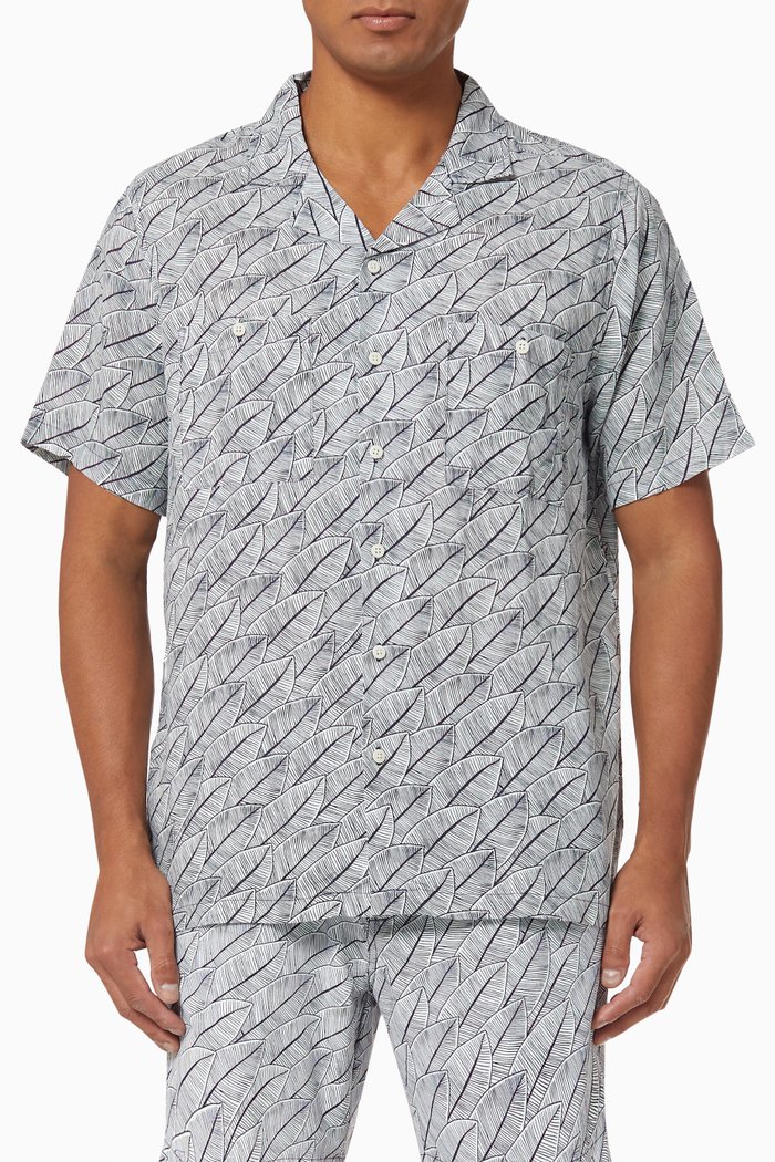 

Vacation Liberty Leaves Camp Shirt in Viscose, Blue