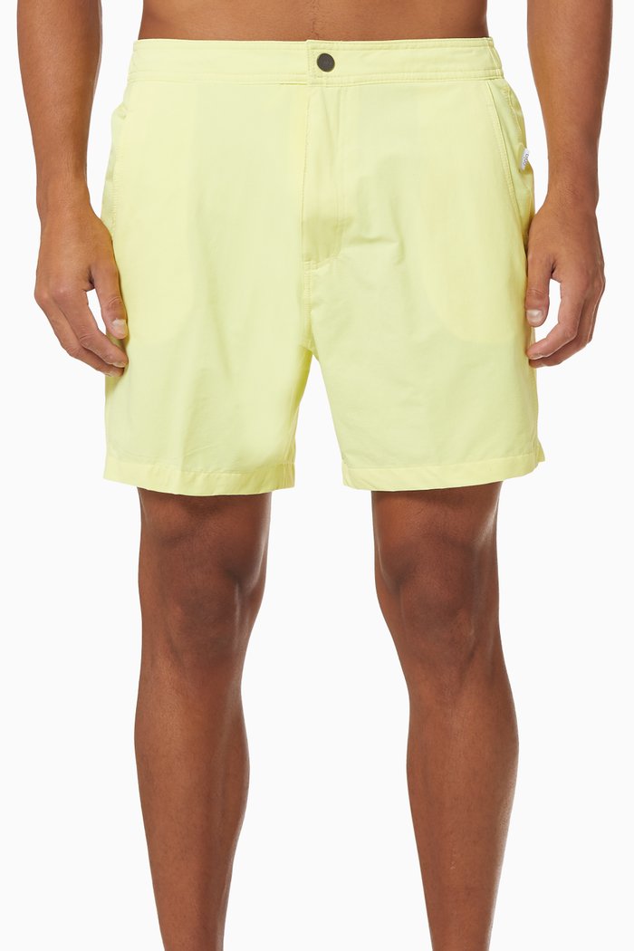 

Elastic Calder 6" Swim Trunks in Chambray, Yellow