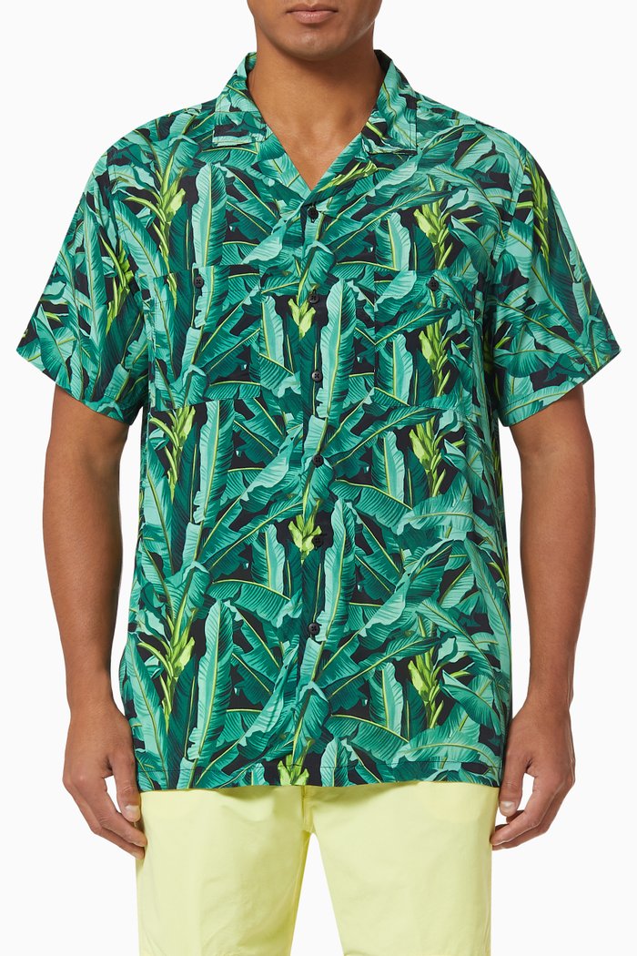 

Vacation Ratti Banana Leaves Shirt in Viscose, Green