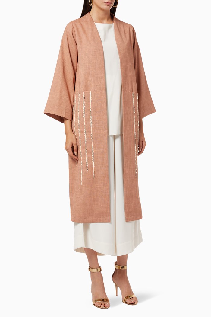 

Abaya Travel Set with Embroidery, Neutral