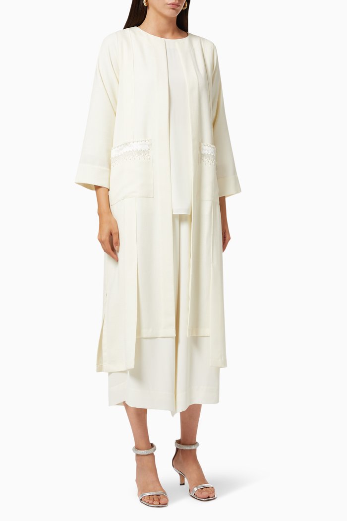 

Abaya Travel Set Beaded Embroidery, Neutral