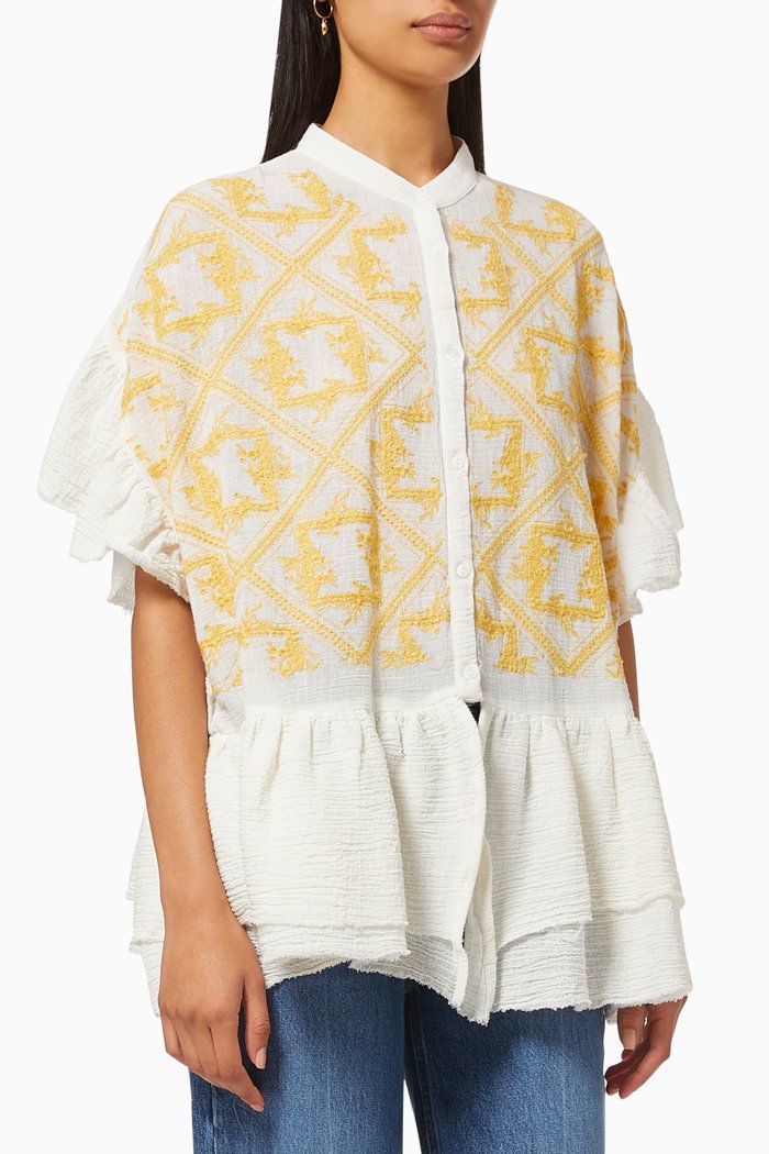 

Yasfaeza Shirt with Embroidery, Neutral