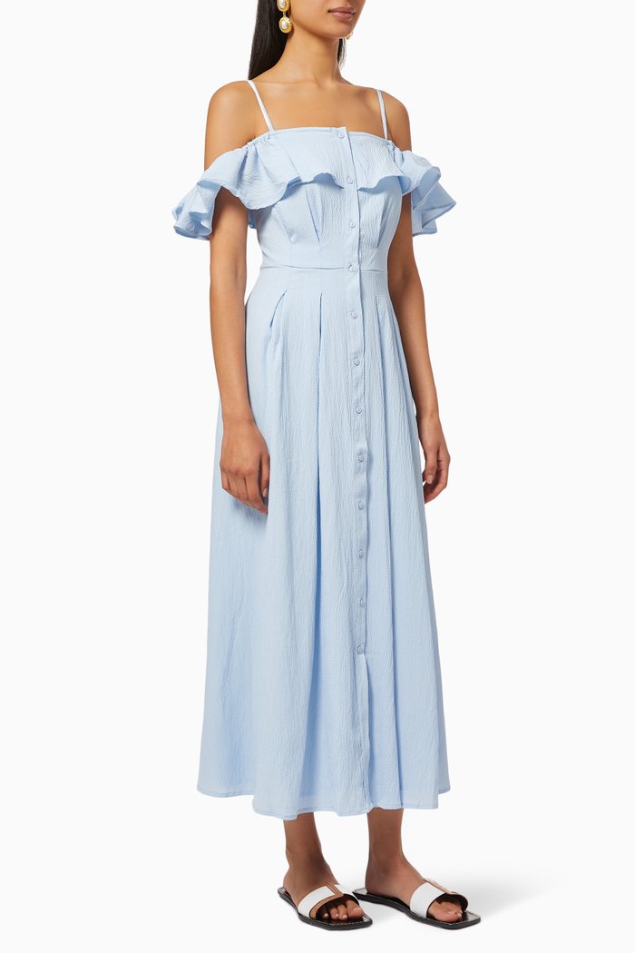 

Yasfay Strap Maxi Dress in Crepe, Blue