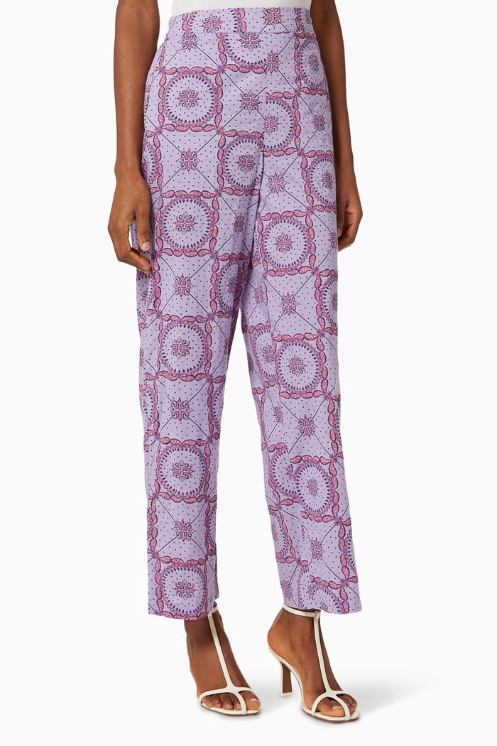 

Yaskriti Printed Pants in Organic Cotton, Purple