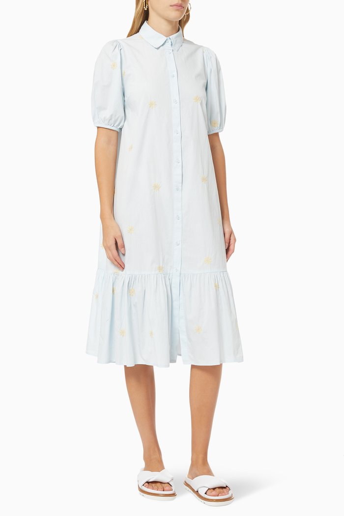 

Yasfieldflower Midi Dress in Cotton, Blue
