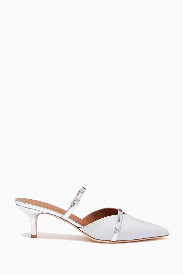 

Frankie 45 Mules in Croc-embossed Leather, Grey
