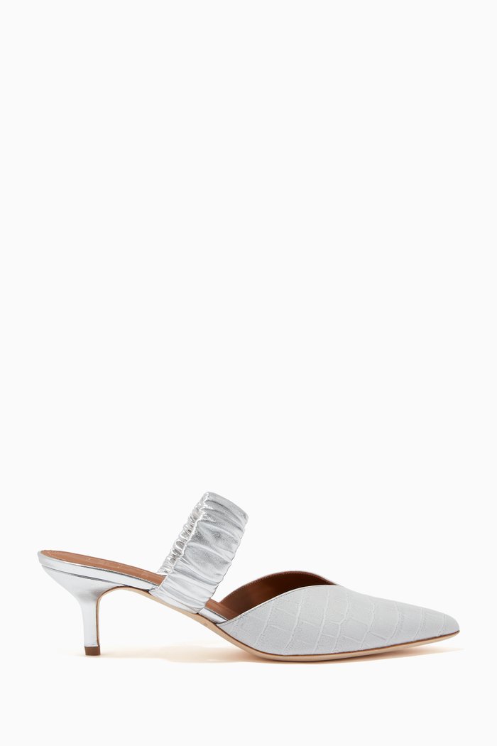 

Matilda 45 Mules in Croc-embossed Leather, Grey