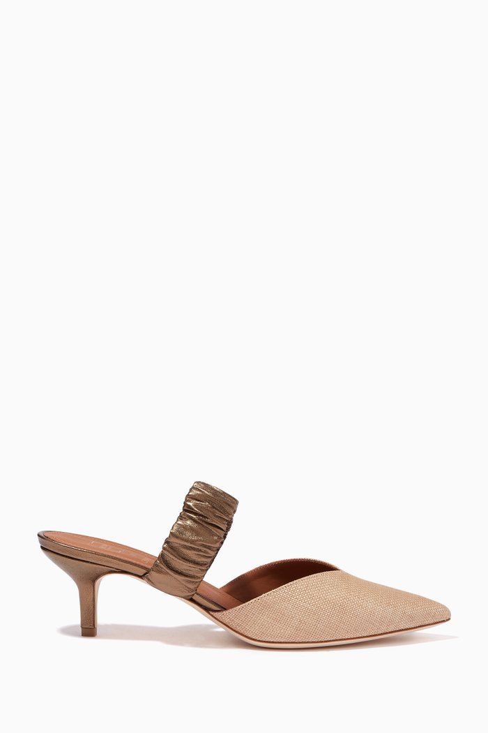 

Matilda 45 Mules in Raffia & Nappa, Neutral