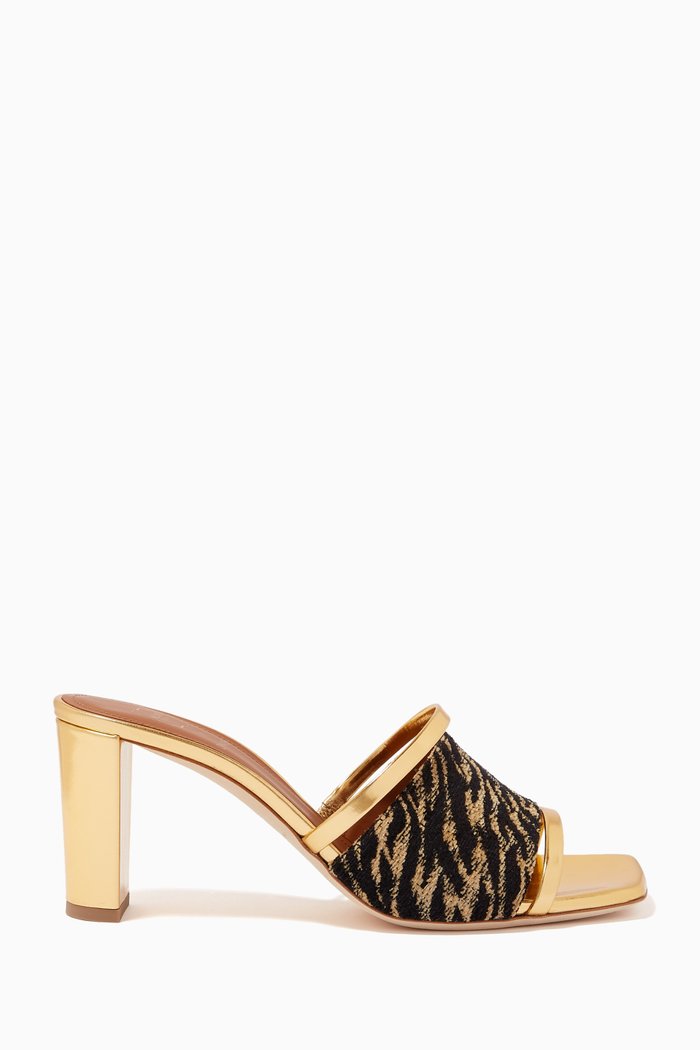 x Ounass Demi 70 Mules in Metalic Nappa, Gold