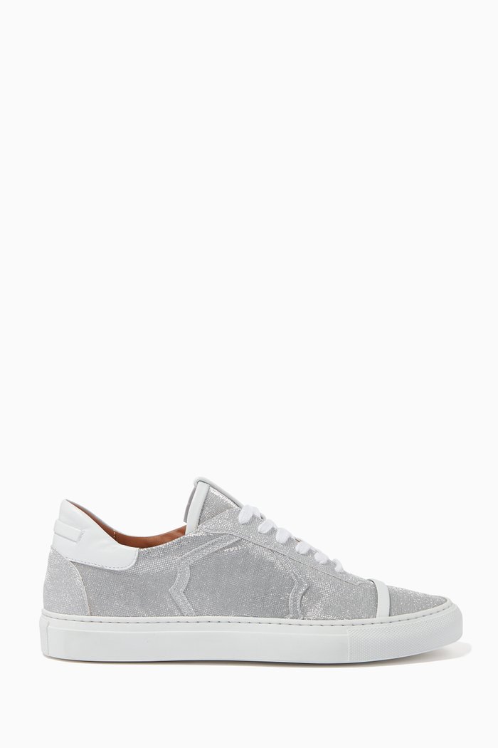 

x Ounass Musa Low Top Sneakers in Glitter Fabric, Silver
