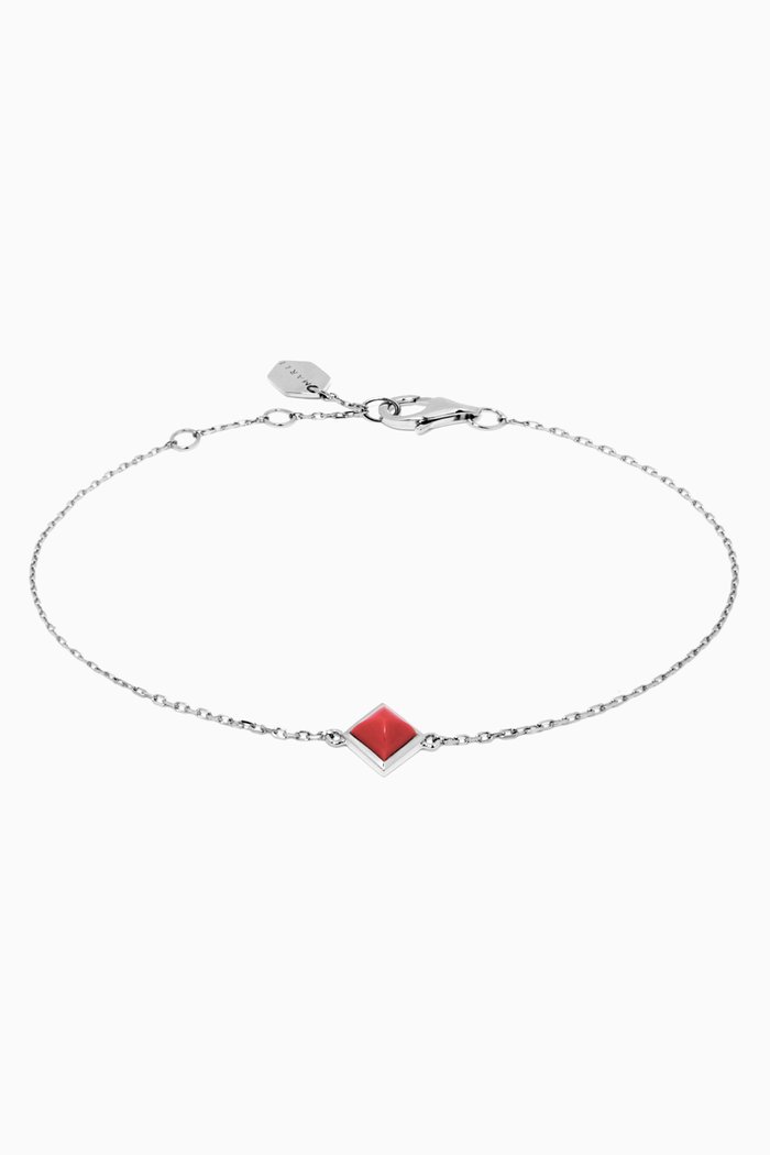 

Cleo Pyramid Bracelet with Red Coral in 18kt White Gold, Silver