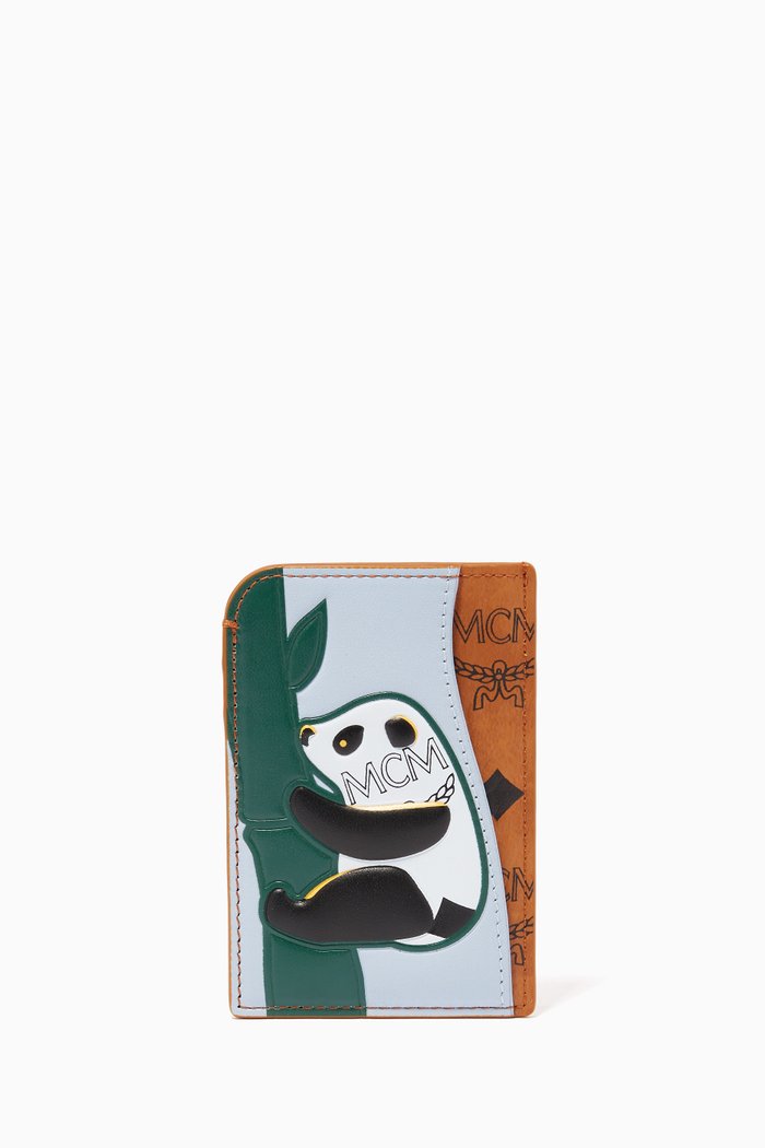 

Zoo Panda Card Case in Visetos & Leather, Brown