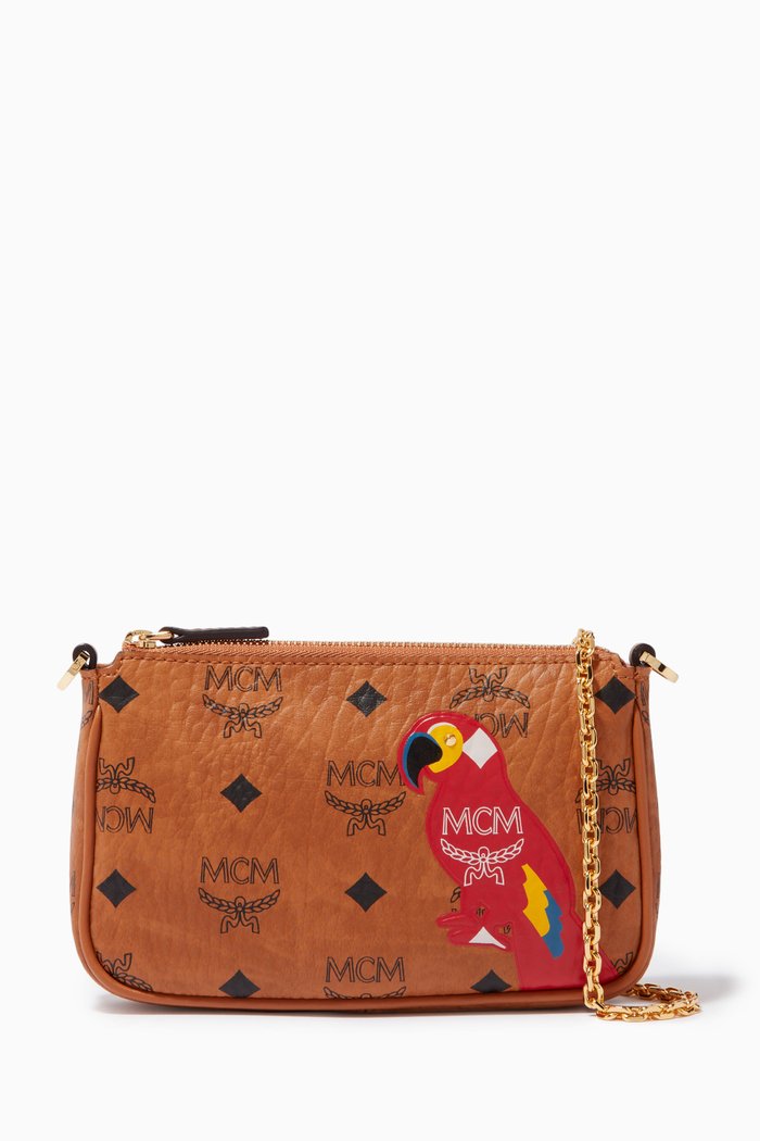 

Mini Zoo Parrot Crossbody Pouch in Visetos, Brown