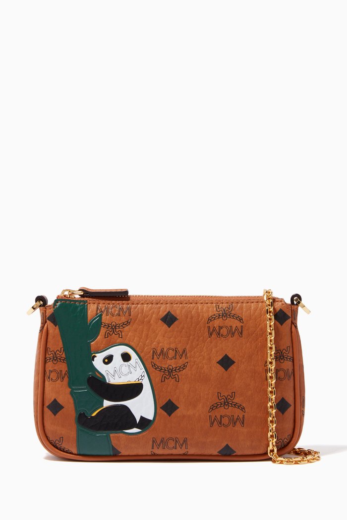 

Mini Zoo Panda Crossbody Pouch in Visetos, Brown