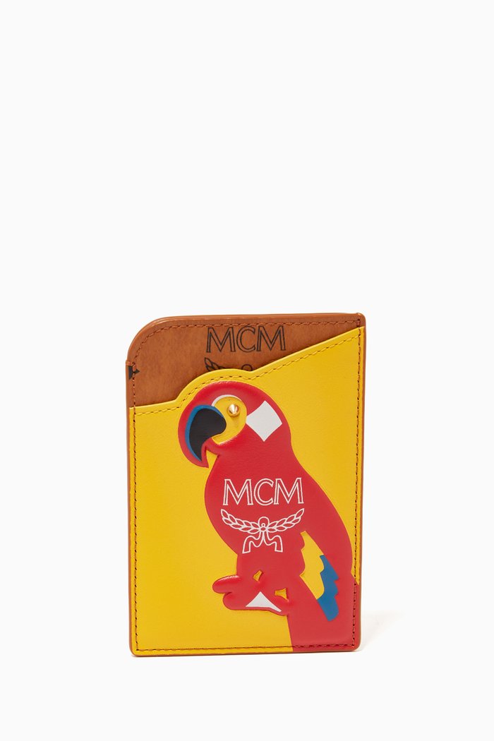 

Zoo Parrot Card Case in Visetos & Leather, Brown